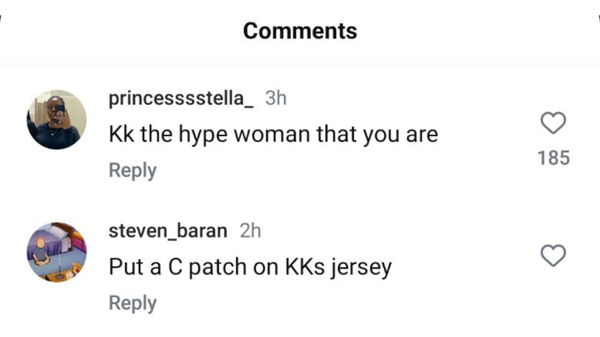UConn fans commented about KK Arnold after she was seen in the Huskies' post about Allie Ziebell. Source: Instagram/@uconnwbb